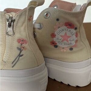 Converse Floral High-Tops in Cream and Pink